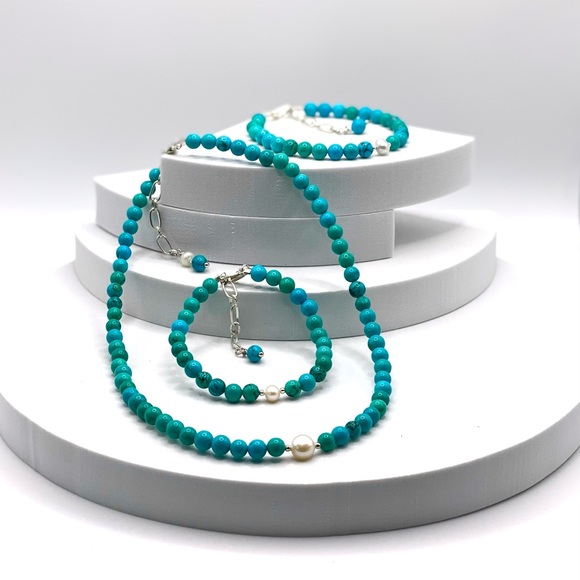 Genuine Turquoise and Freshwater Pearl - Picture 12 of 14